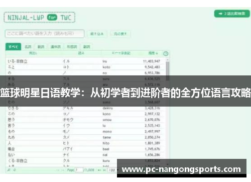 篮球明星日语教学：从初学者到进阶者的全方位语言攻略